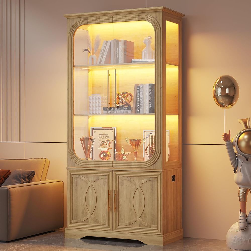 Glass Cabinet Display - Lemari Pajangan Kaca 69 Oak 5-Tingkat