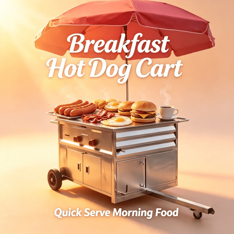 Hot Dog Vending Cart - Gerobak Jajanan Mobile Ringkas Beroda, Stand