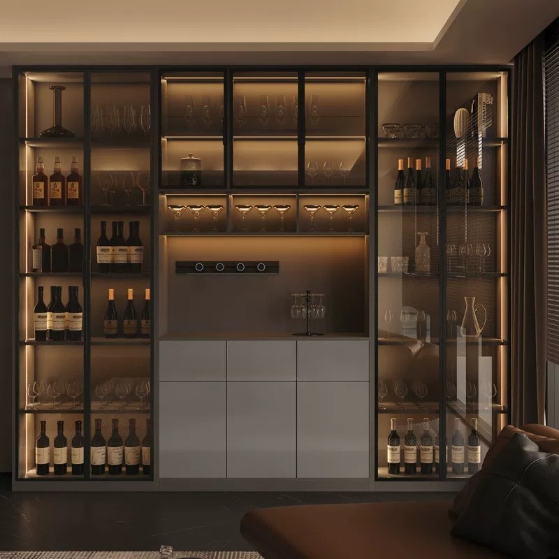 Glass Cabinet Display - Lemari anggur Italia mewah minimalis modern,