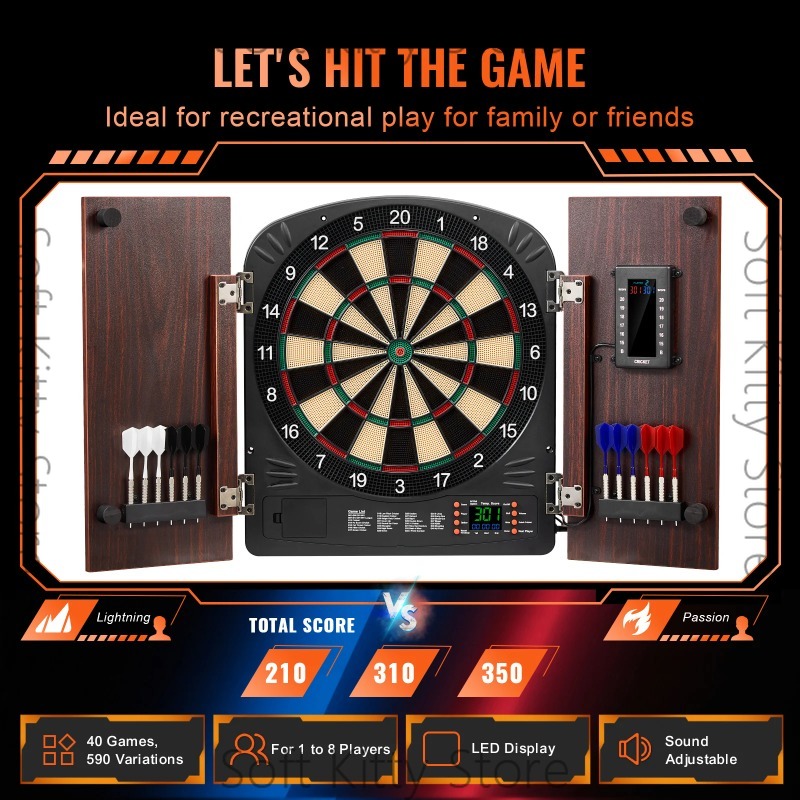 Electronic Dartboard Cabinet - Set Papan Dart dan Kabinet Penyimpanan