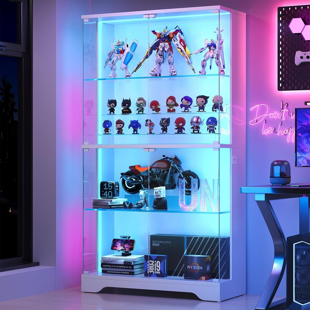 Glass Cabinet Display - Lemari Pajangan Kaca 4 Tingkat dengan