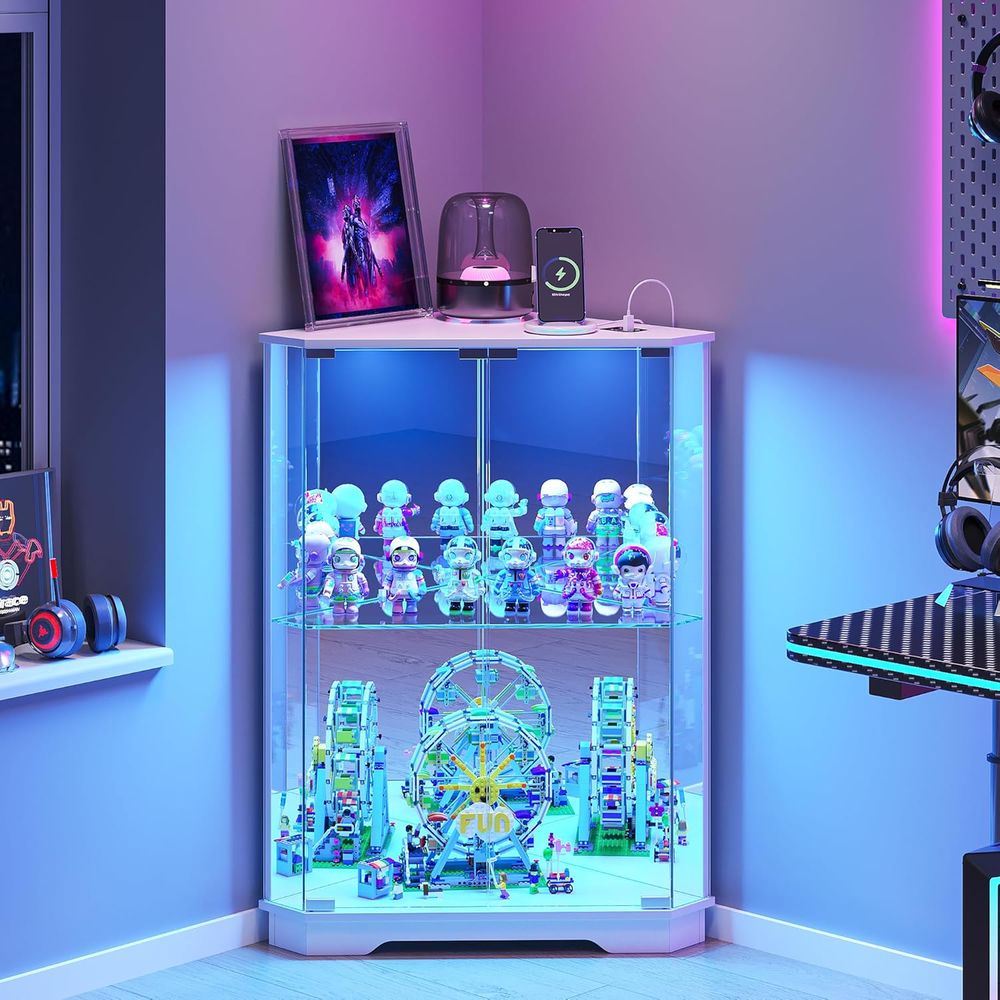 Glass Cabinet Display - Lemari Pajangan Kaca 2 Tingkat dengan