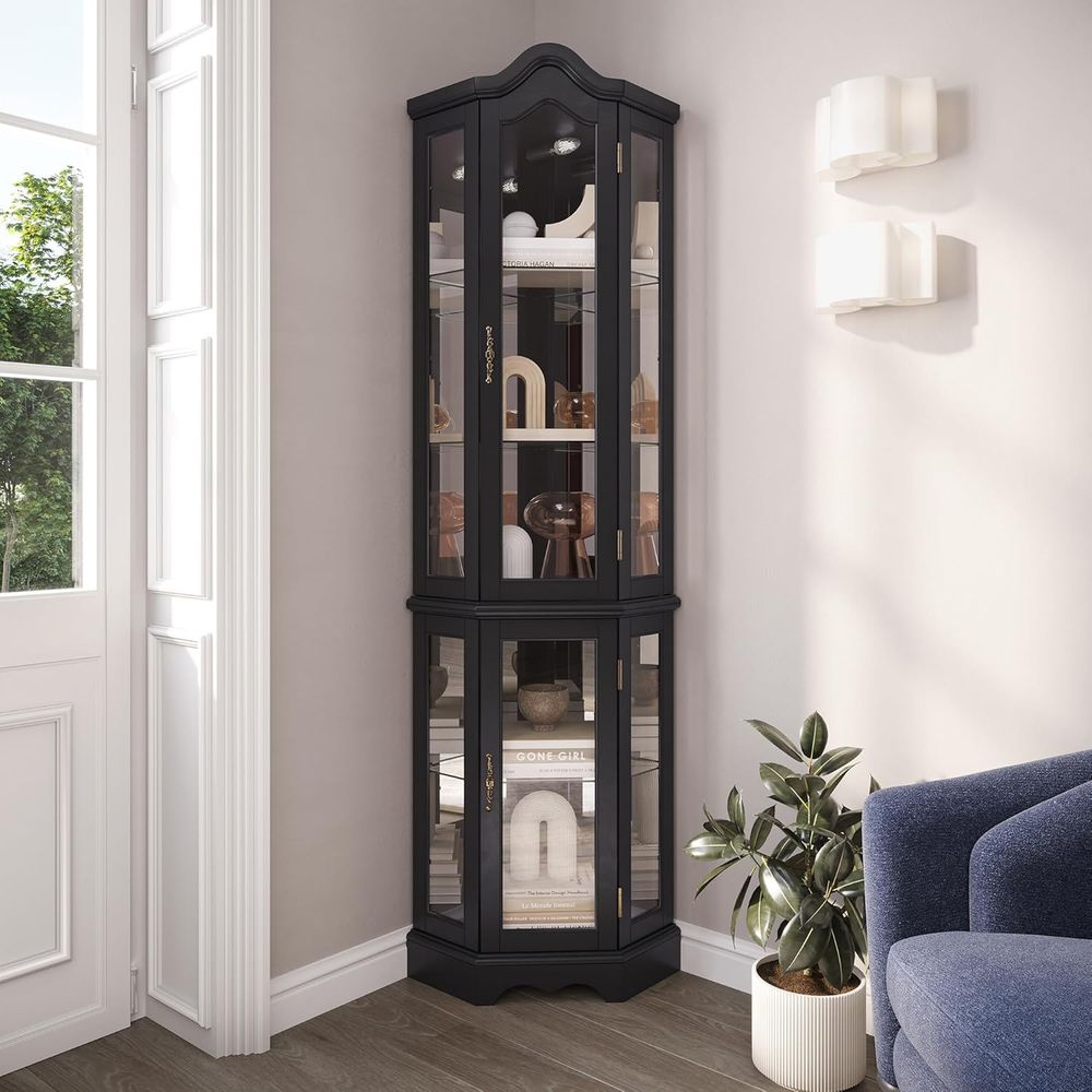 Glass Cabinet Display - Lemari pajangan kaca 3 sisi berlampu