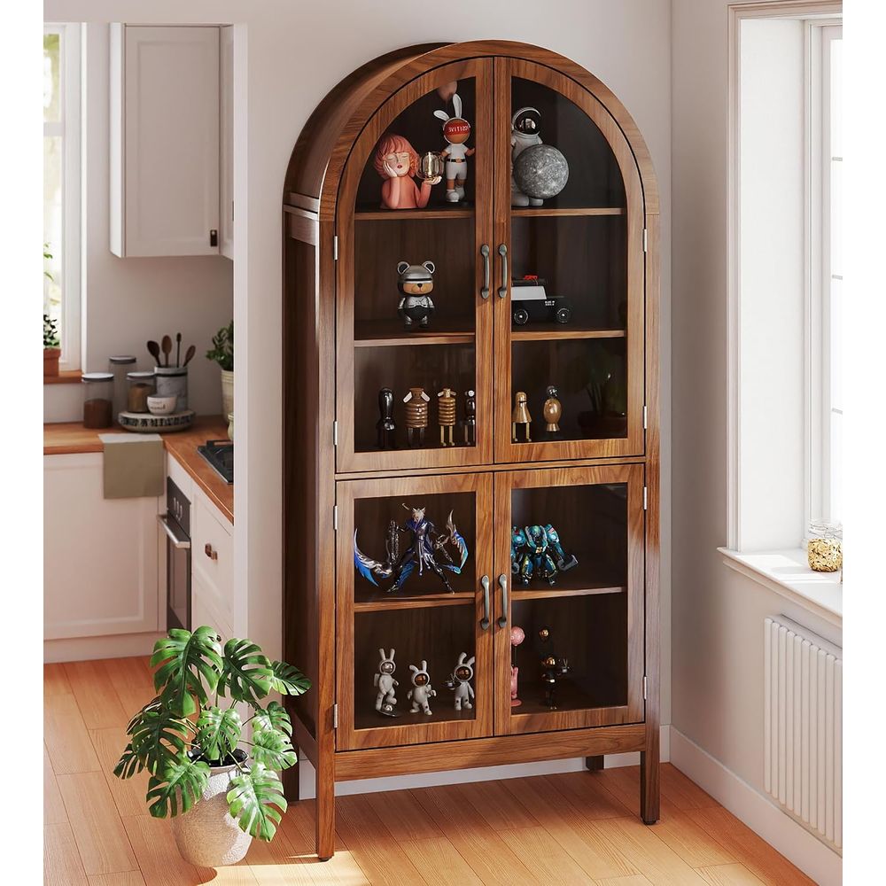 Glass Cabinet Display - Lemari pajangan akrilik walnut tinggi 70,9