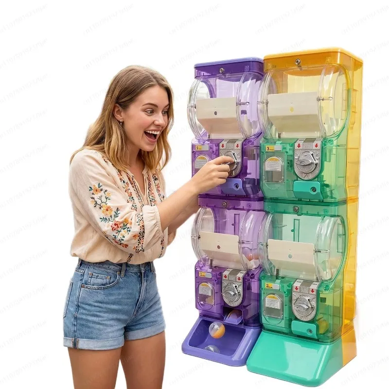 Arcade Vending Machine - Mesin Gashapon Dua Tingkat Putih Transparan,
