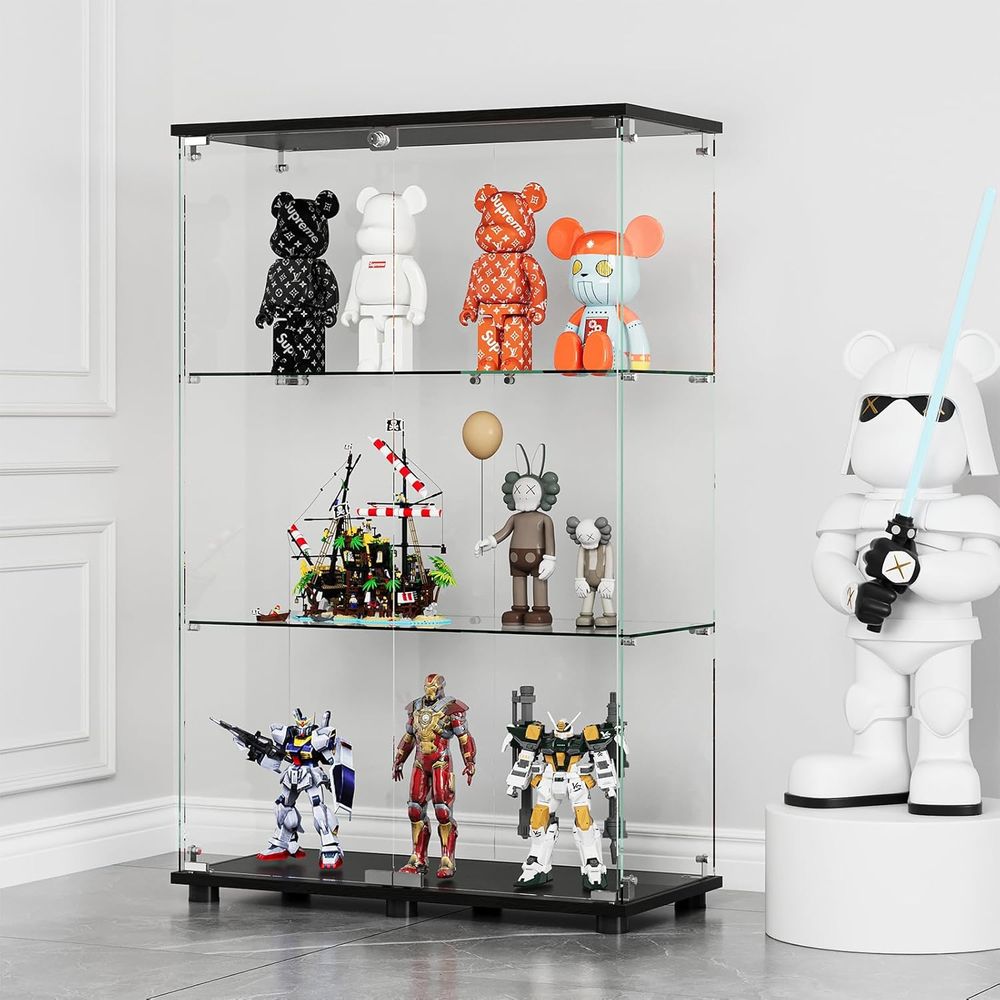 Glass Cabinet Display - Lemari Pajangan Kaca dengan 3 Rak,