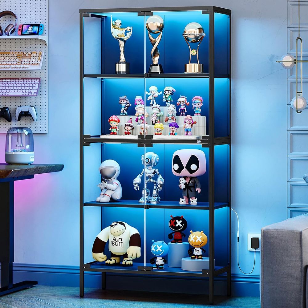 Glass Cabinet Display - Lemari pajangan kaca dengan 65 lampu