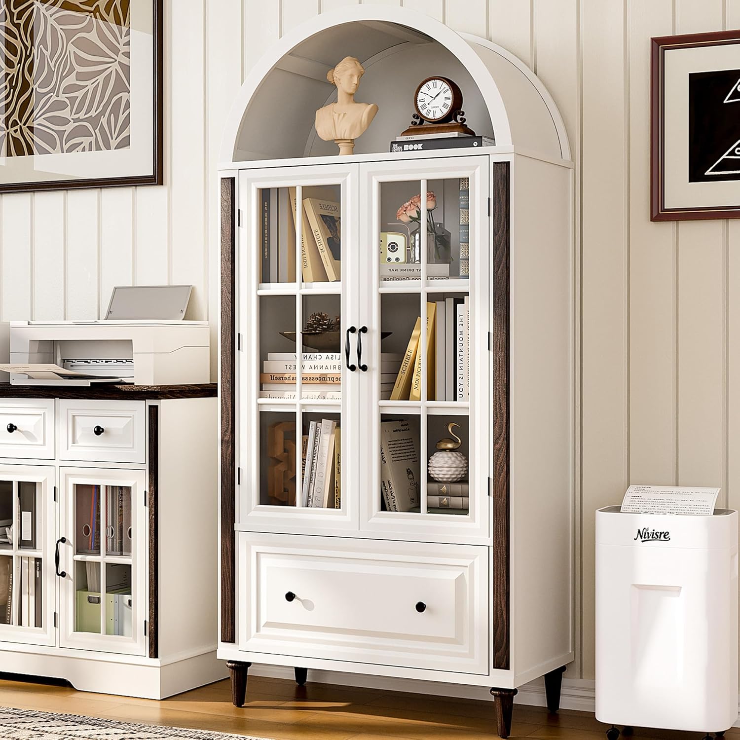 Glass Cabinet Display - Rak Buku Lengkung Buatan Tangan 71”,