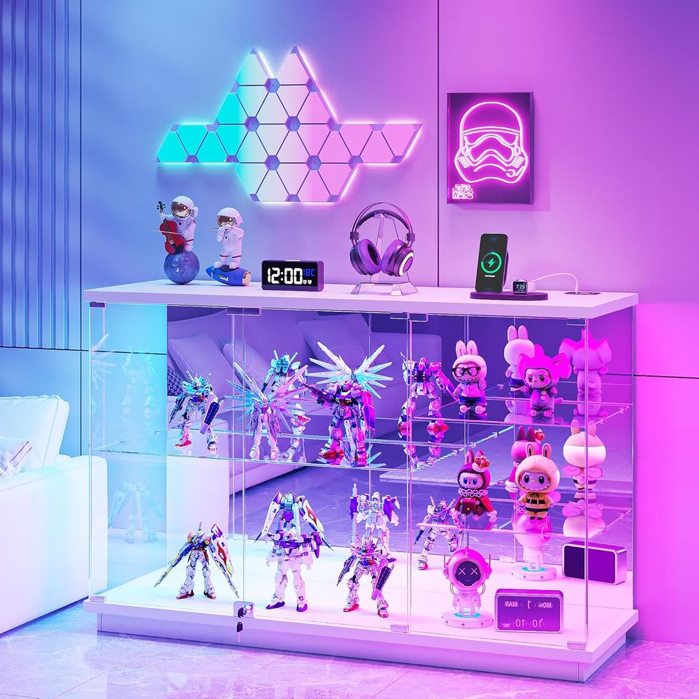 Glass Cabinet Display - Lemari Pajangan Kaca Putih Mengkilap dengan