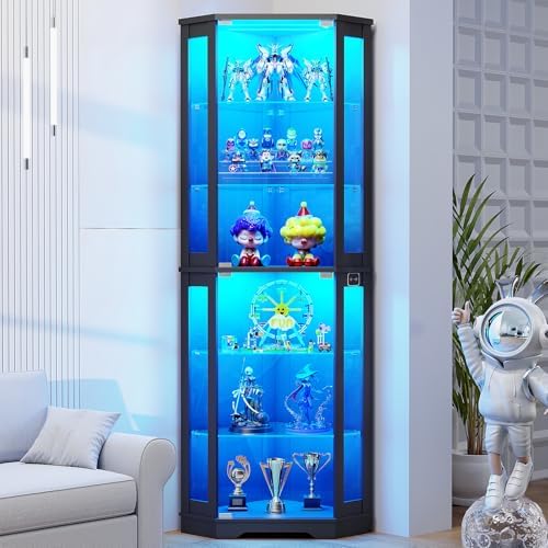 Glass Cabinet Display - Lemari Pajangan Sudut 71 inci dengan