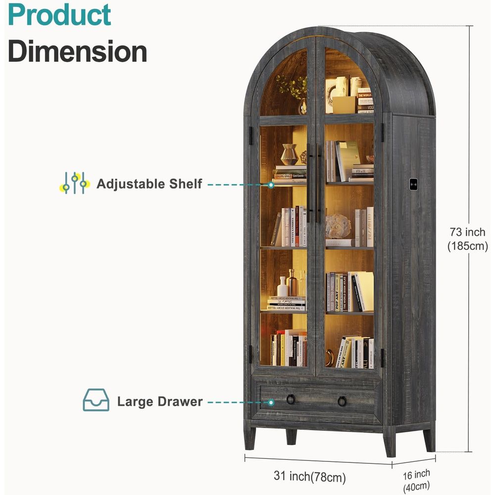 Lemari Pajangan Kaca Lengkung  - Glass Cabinet Display ulasan dan harga