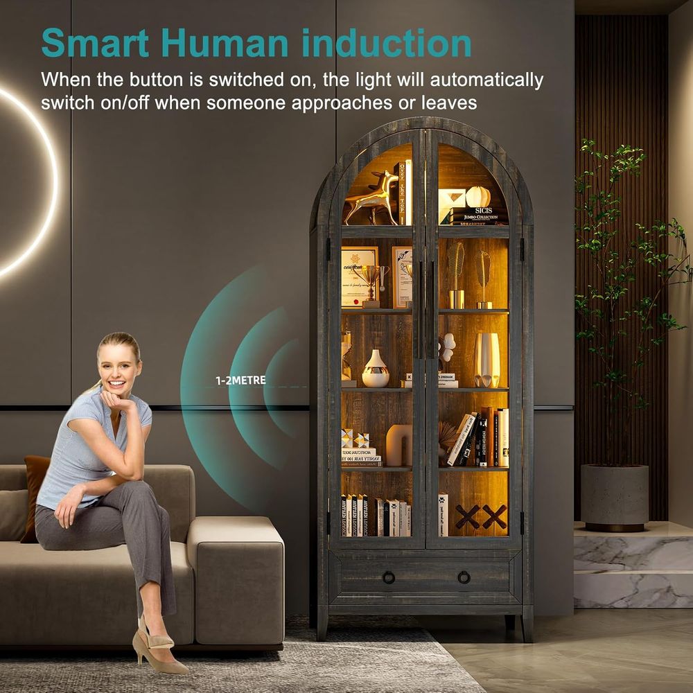 Lemari Pajangan Kaca Lengkung  - Glass Cabinet Display ulasan dan harga