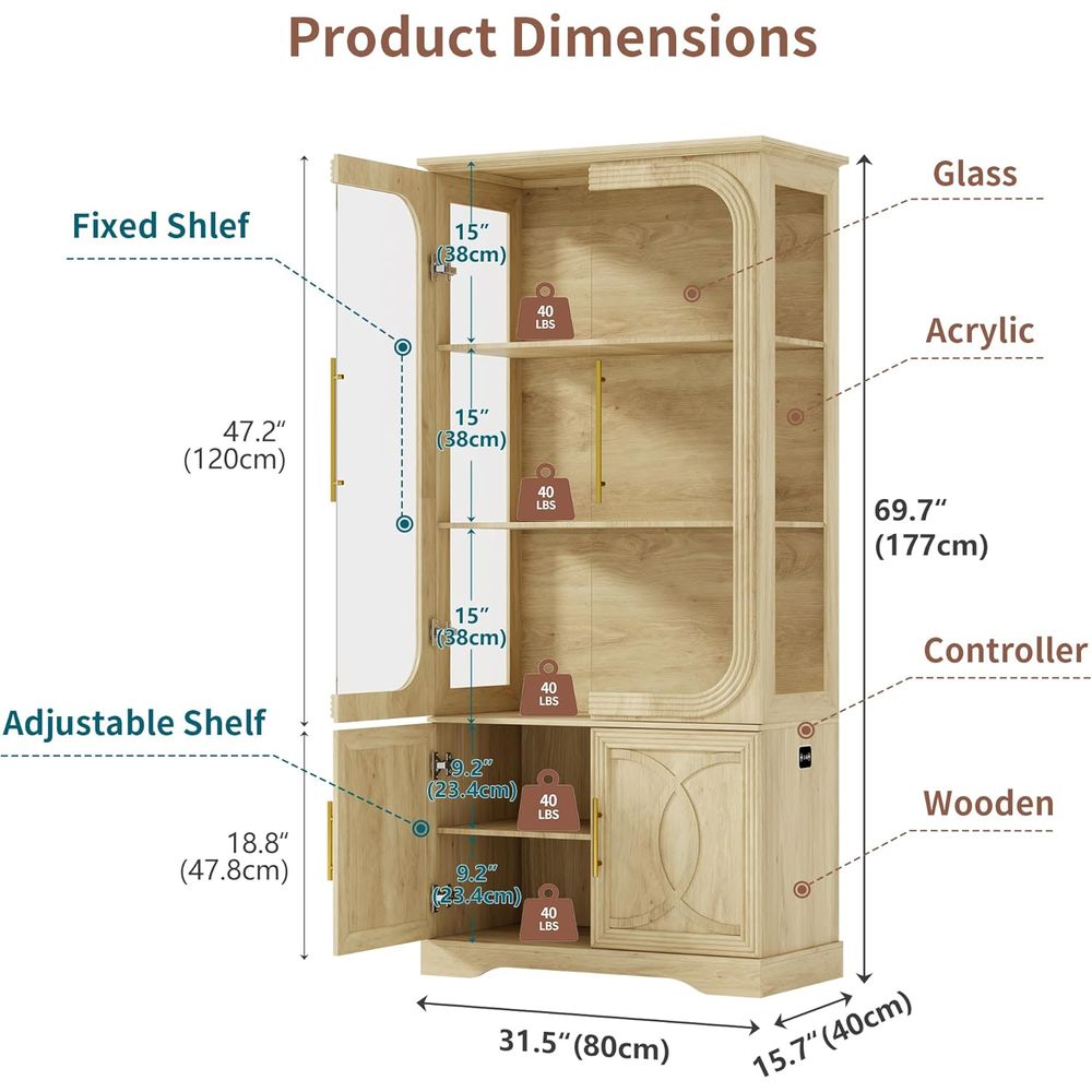 Lemari Pajangan Kaca 69 Oak 5- - Glass Cabinet Display ulasan dan harga