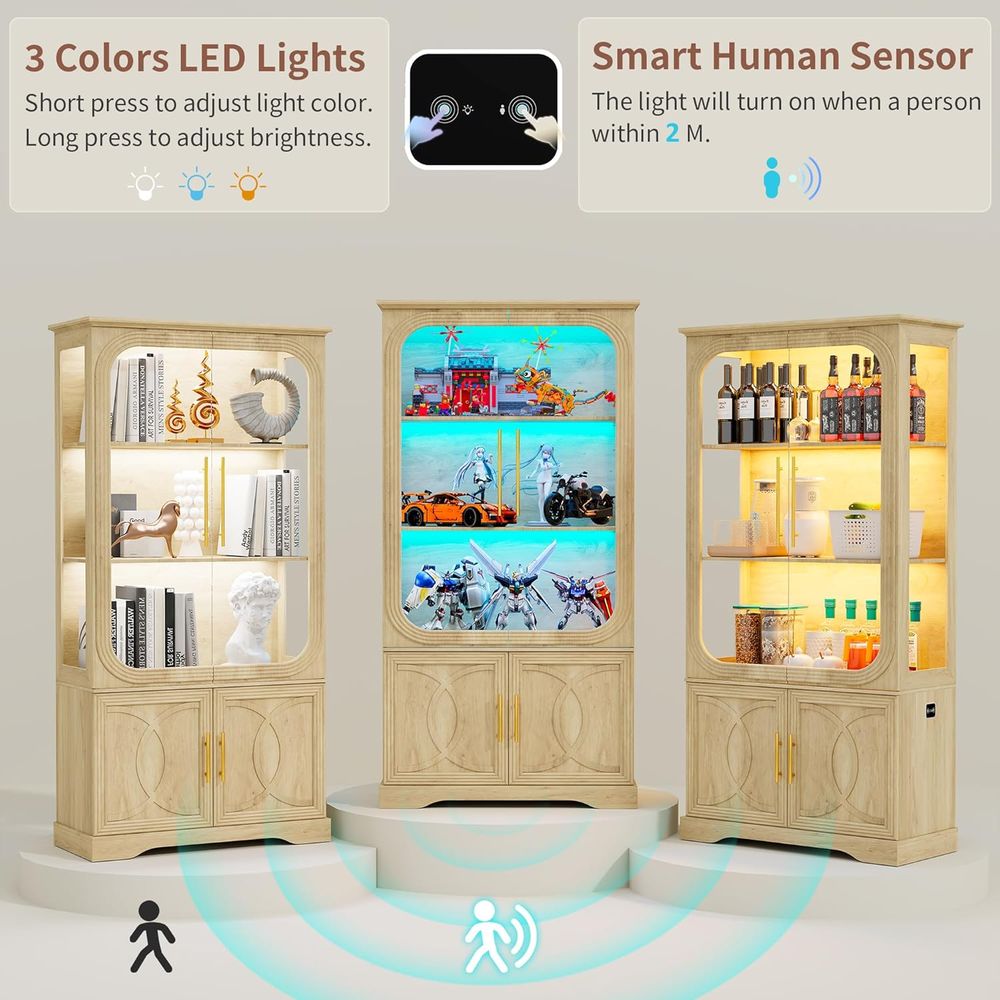 Lemari Pajangan Kaca 69 Oak 5- - Glass Cabinet Display ulasan dan harga