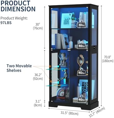 Lemari Pajangan 71'' dengan 5  - Glass Cabinet Display ulasan dan harga