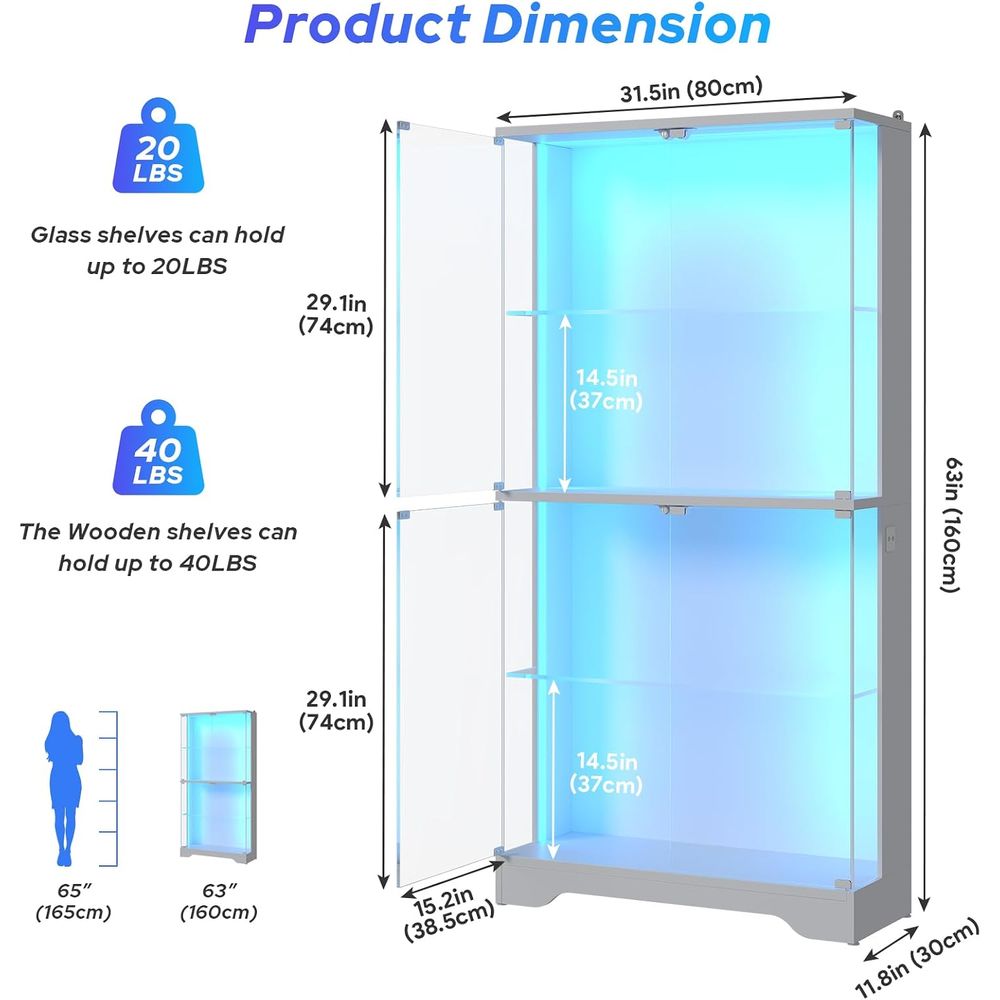 Lemari Pajangan Kaca 4 Tingkat - Glass Cabinet Display ulasan dan harga