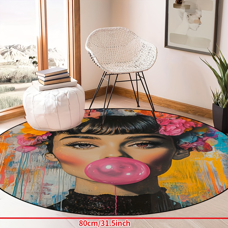 Karpet Bulat Motif Wanita Seni - Bubble Gum Machine ulasan dan harga