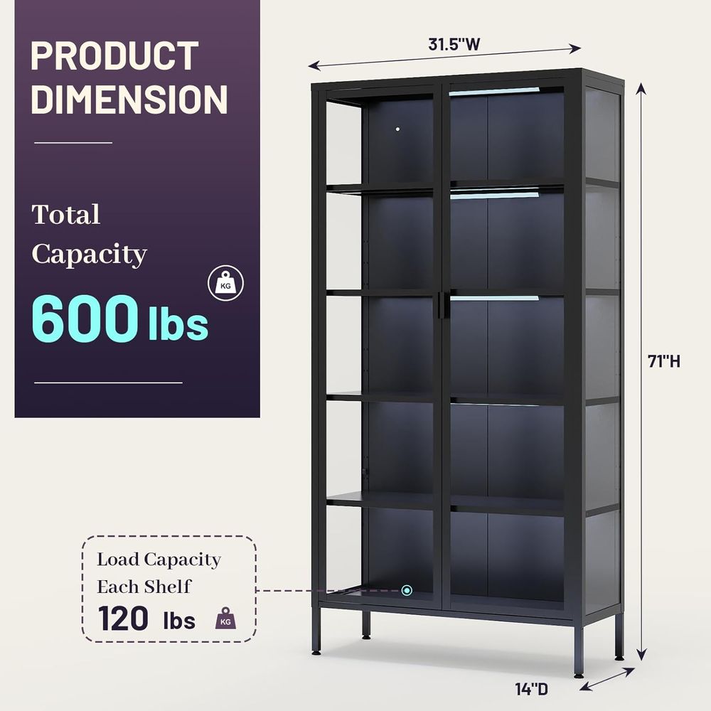 Lemari Pajang Kaca Tinggi 71 d - Glass Cabinet Display ulasan dan harga