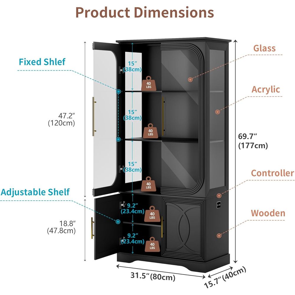 2 buah Lemari Pajangan Kayu de - Glass Cabinet Display ulasan dan harga