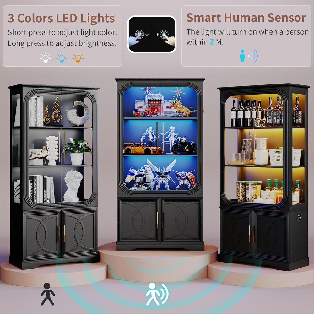 2 buah Lemari Pajangan Kayu de - Glass Cabinet Display ulasan dan harga