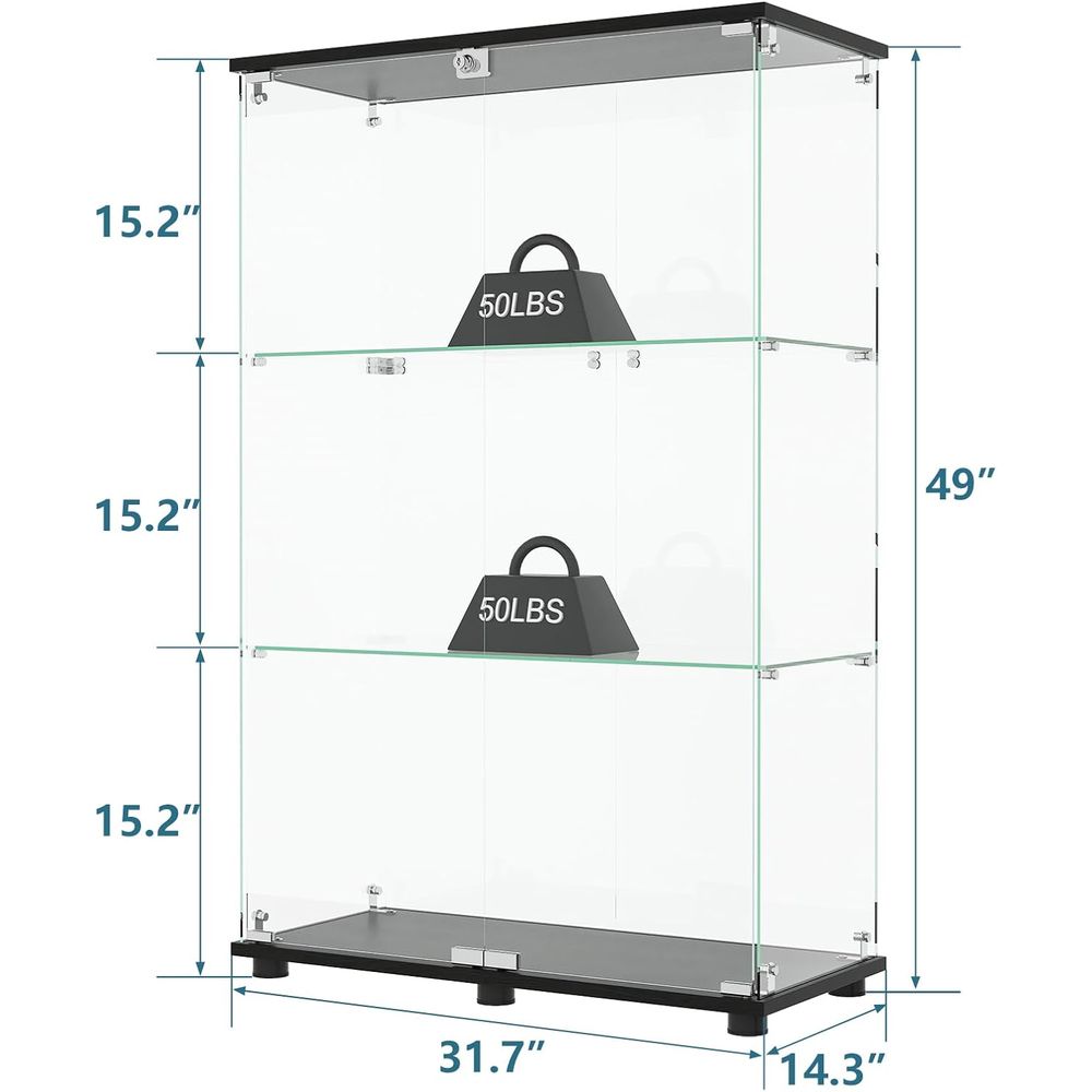 Lemari Pajangan Kaca dengan 3  - Glass Cabinet Display ulasan dan harga