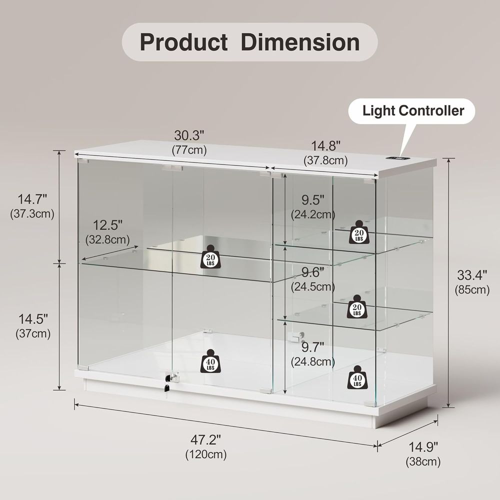 Lemari Pajangan Kaca Putih Men - Glass Cabinet Display ulasan dan harga