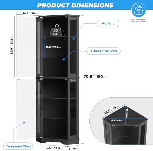 Lemari Pajangan Sudut 71 inci  - Glass Cabinet Display ulasan dan harga